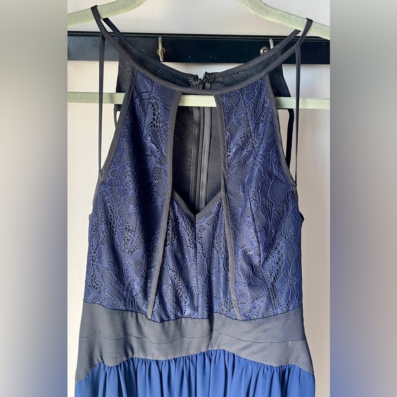 BCBGeneration Navy and Black Lace Chiffon Gown Cut Outs | Size 6 | Worn Once - Picture 5 of 10